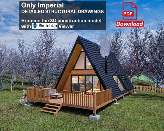 A Frame House Plan, A Frame Cabin Plans, Modern A Frame House Plan, Tiny House Plans With Loft, Cabin Plans for Tiny House Living